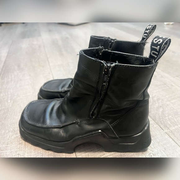 Bedstu Unisex Black Leather Cyberpunk Goth Dark Academia 90s Y2K Boots $720 - Picture 5 of 7